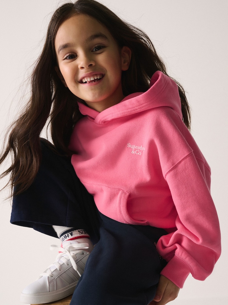 Superdry Pink/Blue Sweat Top & Joggers Set - Image 1 of 11 Superdry Pink/Blue Sweat Top & Joggers Set - Image 1 of 11