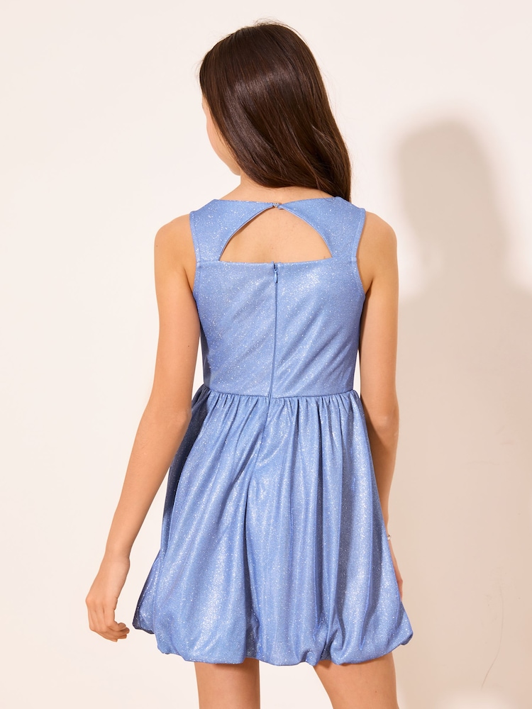 Lipsy Blue Glitter Puffball Party Dress (5-16yrs) - Image 5 of 5