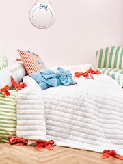 Oliver Bonas Blue Stripe & Bows Reversible Quilted Bedspread - Image 1 of 5