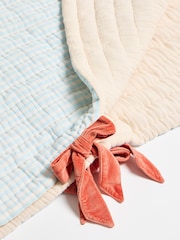 Oliver Bonas Blue Stripe & Bows Reversible Quilted Bedspread - Image 3 of 5