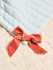 Oliver Bonas Blue Stripe & Bows Reversible Quilted Bedspread - Image 4 of 5