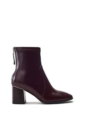 Vermelho - Moda in Pelle Square Toe Zip Back Stretch Ankle Boots - Imagem 1 de 4