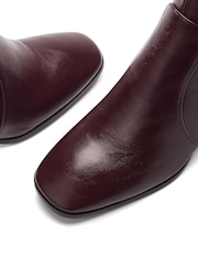 Vermelho - Moda in Pelle Square Toe Zip Back Stretch Ankle Boots - Imagem 4 de 4
