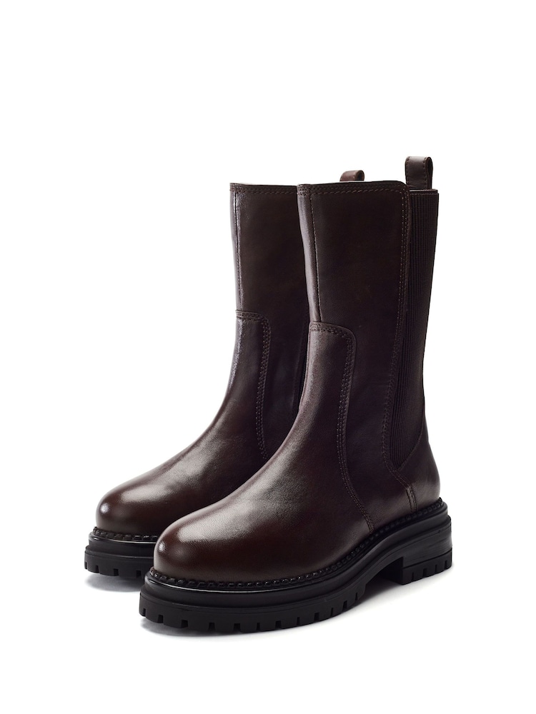 Moda in Pelle Brown Oyari Mid Calf Leather Chelsea Boots - Image 2 of 4 Moda in Pelle Brown Oyari Mid Calf Leather Chelsea Boots - Image 2 of 4