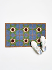 Oliver Bonas Multi Blue Star Tile Rectangular Doormat - Image 1 of 4