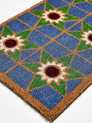 Oliver Bonas Multi Blue Star Tile Rectangular Doormat - Image 2 of 4