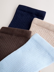 Marrón chocolate/Azul - Pack de 4 calcetines tobilleros de canalé - Imagen 6 de 7