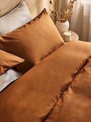 Orange Hazel Cotton Rich Plain Duvet Cover and Pillowcase Set - Image 2 of 6