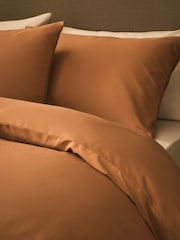 Orange Hazel Cotton Rich Plain Duvet Cover and Pillowcase Set - Image 5 of 6