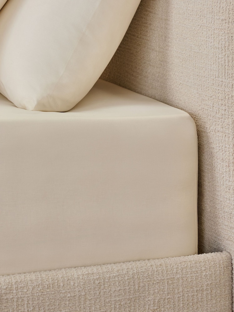 Cream 100% Cotton Deep Fitted Sheet - Image 2 of 2