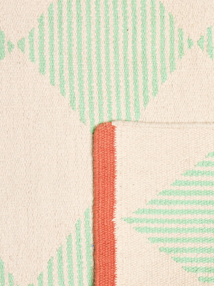 Oliver Bonas Multi Stripe Diamond Woven Runner Rug - Image 2 of 4