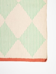 Oliver Bonas Multi Stripe Diamond Woven Runner Rug - Image 3 of 4