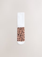 White Cushion Sole Animal Print Footbed Ankle Sports Socks 3 Pack - Image 4 of 6