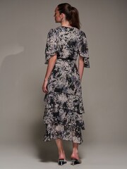 Jolie Moi Black Frill Trim Mesh Maxi Dress - Image 2 of 6