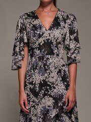 Jolie Moi Black Frill Trim Mesh Maxi Dress - Image 3 of 6