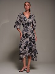 Jolie Moi Black Frill Trim Mesh Maxi Dress - Image 4 of 6