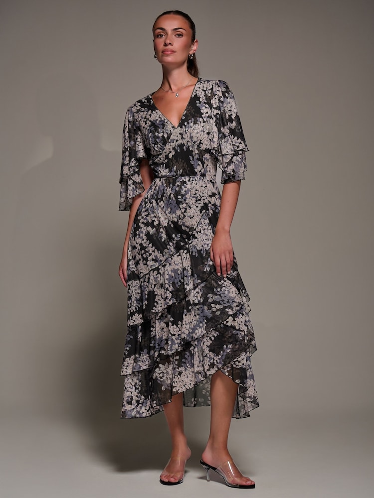 Jolie Moi Black Frill Trim Mesh Maxi Dress - Image 6 of 6