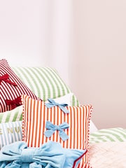 Oliver Bonas Orange Stripe Cotton Bow Cushion Cover 45x45cm - Image 1 of 5