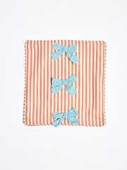 Oliver Bonas Orange Stripe Cotton Bow Cushion Cover 45x45cm - Image 3 of 5