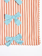 Oliver Bonas Orange Stripe Cotton Bow Cushion Cover 45x45cm - Image 4 of 5