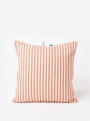 Oliver Bonas Orange Stripe Cotton Bow Cushion Cover 45x45cm - Image 5 of 5