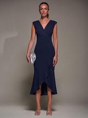 Jolie Moi Blue Ruffle Hem Midaxi Dress - Image 1 of 6
