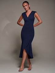 Jolie Moi Blue Ruffle Hem Midaxi Dress - Image 4 of 6