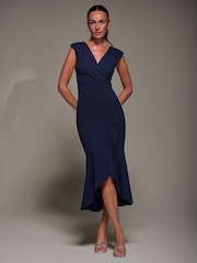 Jolie Moi Blue Ruffle Hem Midaxi Dress - Image 6 of 6