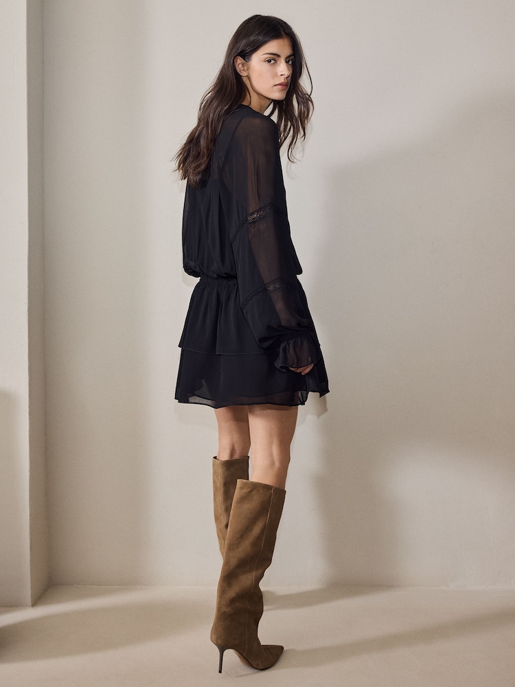 BHOEM Schwarzes Minikleid mit Rüschen und Schnürung - Bild 5 von 5