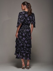 Jolie Moi Black Frill Trim Mesh Maxi Dress - Image 2 of 6