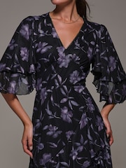 Jolie Moi Black Frill Trim Mesh Maxi Dress - Image 3 of 6