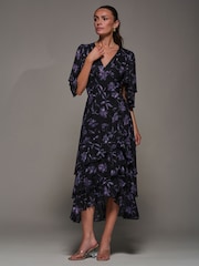 Jolie Moi Black Frill Trim Mesh Maxi Dress - Image 5 of 6