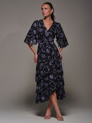 Jolie Moi Black Frill Trim Mesh Maxi Dress - Image 6 of 6