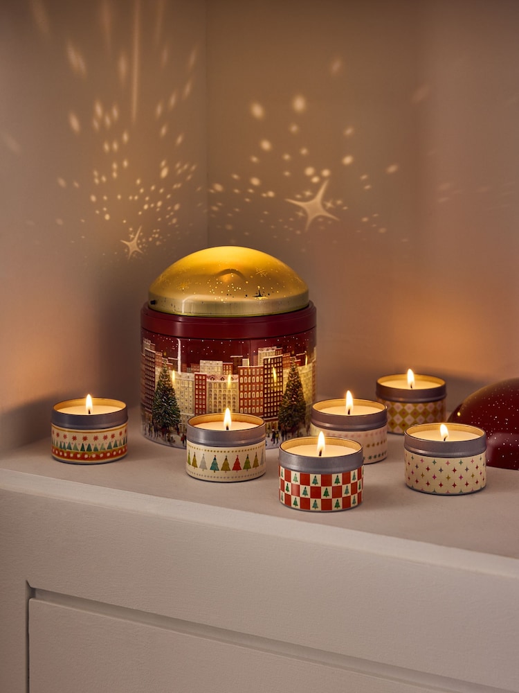 Set of 6 Festive Assorted Fragrance Musical Santa Red Candle - Image 1 of 6