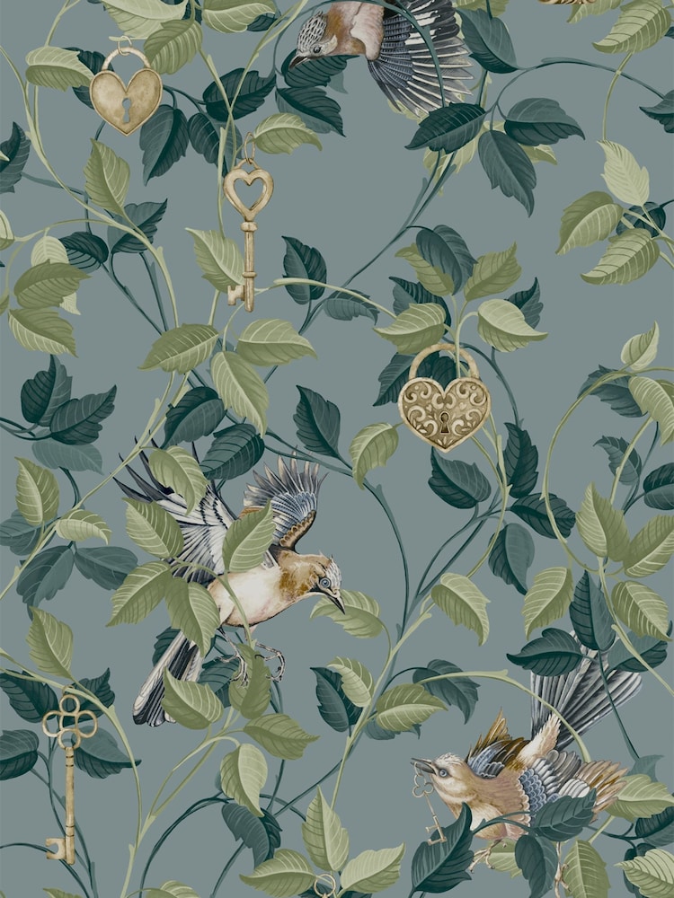 Graham & Brown Aqua Lock & Key 10M Wallpaper - Image 1 of 2 Graham & Brown Aqua Lock & Key 10M Wallpaper - Image 1 of 2