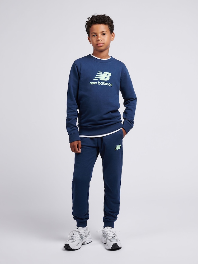 New Balance Light Blue FT Stacked Logo Crew & Joggers Set - Image 1 of 5