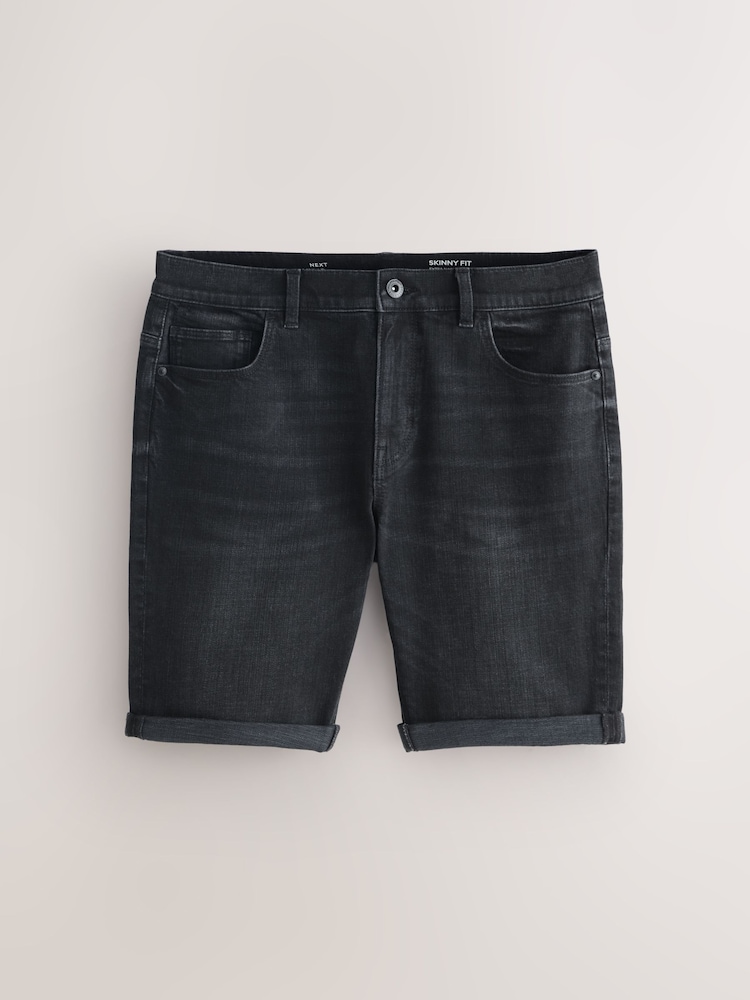 Schwarz - Enge Passform - Denim-Shorts mit Stretchanteil - Bild 1 von 5