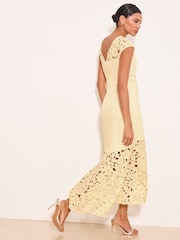Lipsy Yellow Lace Hem Fit And Flare Midaxi Dress - Image 5 of 5