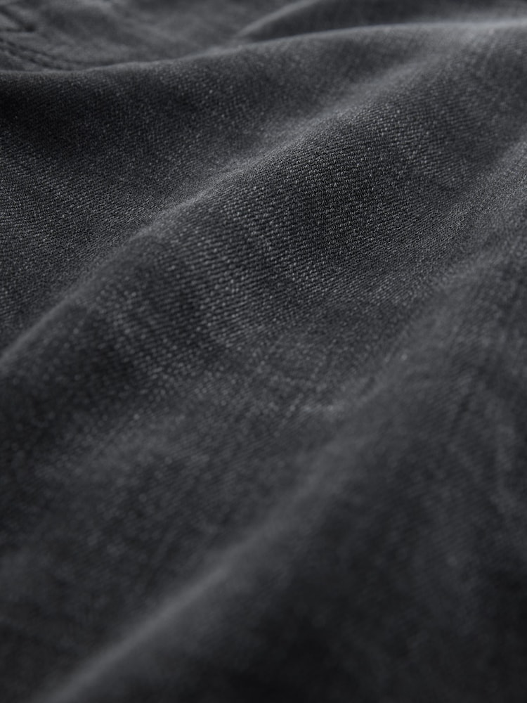 سیاہ - سیدھے فٹ - اسٹریچ ڈینم شارٹس - تصویر 5 از 5