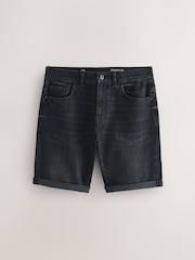 Czarny - Prosty krój - Szorty dżinsowe ze stretchem - Obraz 6 z 10