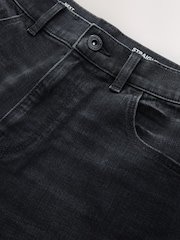 Czarny - Prosty krój - Szorty dżinsowe ze stretchem - Obraz 7 z 10
