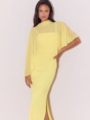 Mesh Aysmmetric Cape Maxi Dress - תמונה 1 מתוך 5