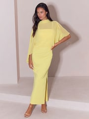 Mesh Aysmmetric Cape Maxi Dress - תמונה 2 מתוך 5