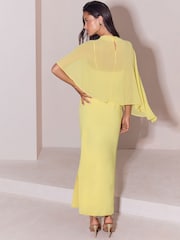 Mesh Aysmmetric Cape Maxi Dress - תמונה 4 מתוך 5