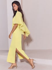 Mesh Aysmmetric Cape Maxi Dress - תמונה 5 מתוך 5