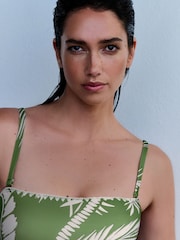 Mint Velvet Green Palm Tummy Control Bandeau Swimsuit - Image 6 of 6