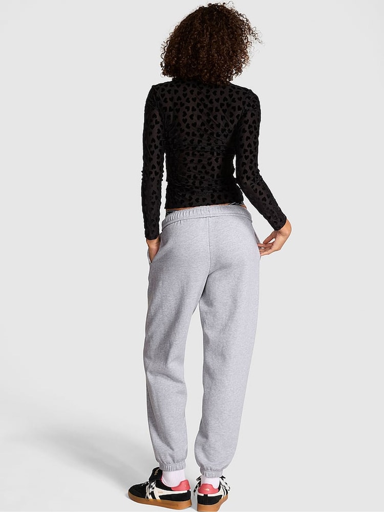 Victoria's Secret PINK Medium Heather Grey Logo Cuffed Fleece Joggers - Image 2 of 2 Victoria's Secret PINK Medium Heather Grey Logo Cuffed Fleece Joggers - Image 2 of 2