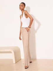 Lipsy Neutral Tipped Detail Crinkle Trousers - Image 1 of 4