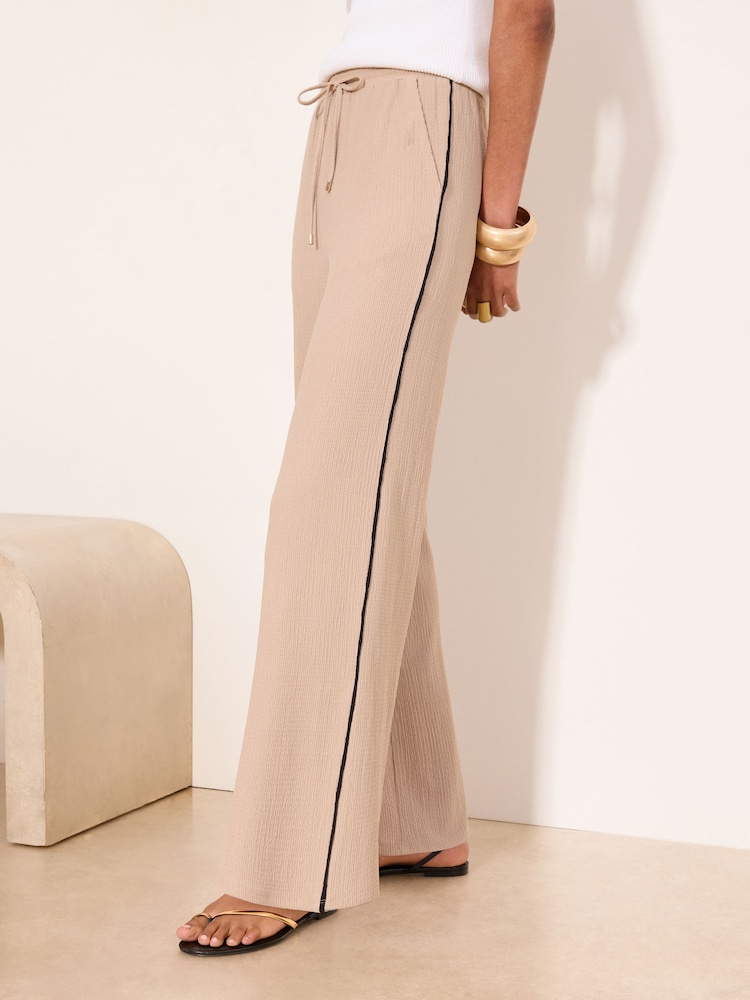 Lipsy Neutral Tipped Detail Crinkle Trousers - Image 2 of 4