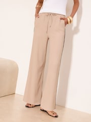 Lipsy Neutral Tipped Detail Crinkle Trousers - Image 4 of 4
